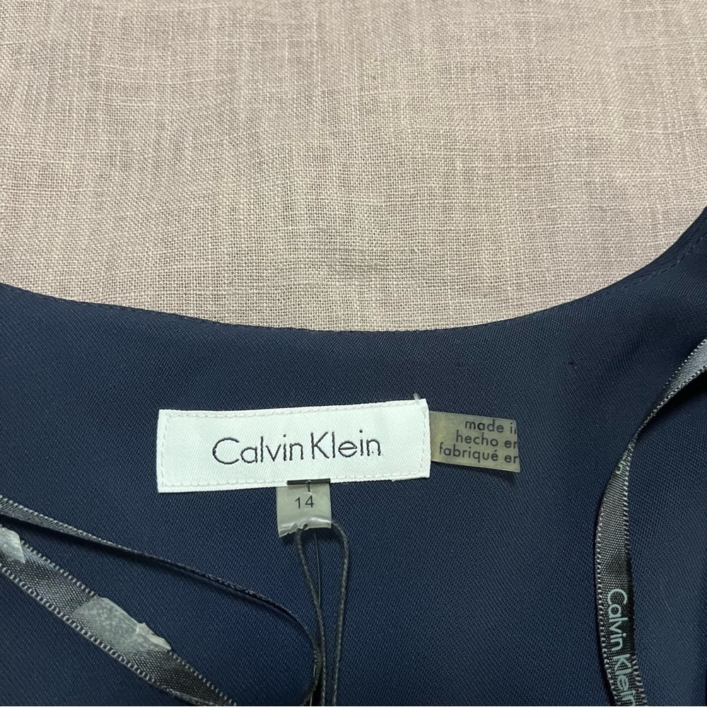NWT Calvin Klein Women Navy Open Vest Zipper Details Size 14 Workwear Office - Picture 5 of 7